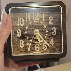 Wainscott  Brown and Gold Retro Electric Alarm Clock